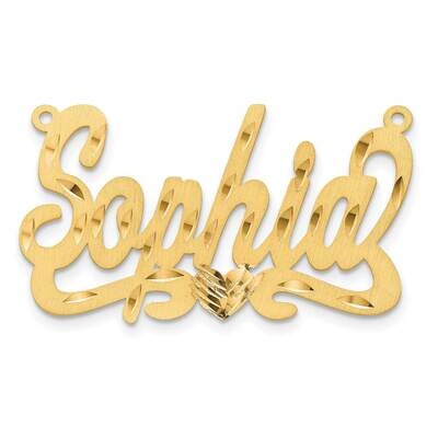 Gold-Plated Satin Diamond-Cut Heart Name Plate Sterling Silver XNA172GP, MPN: XNA172GP,