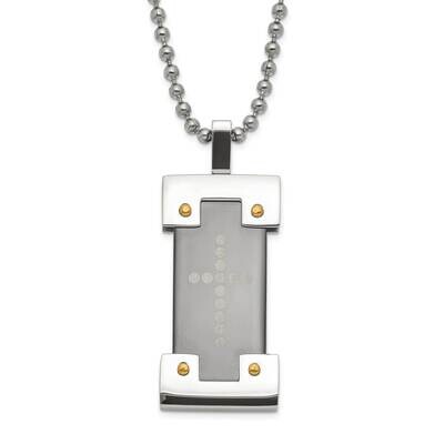 Black &amp; Yellow Ip-Plated Polished Cross Necklace Stainless Steel SRN475-22 by Chisel, MPN: SRN475-2…