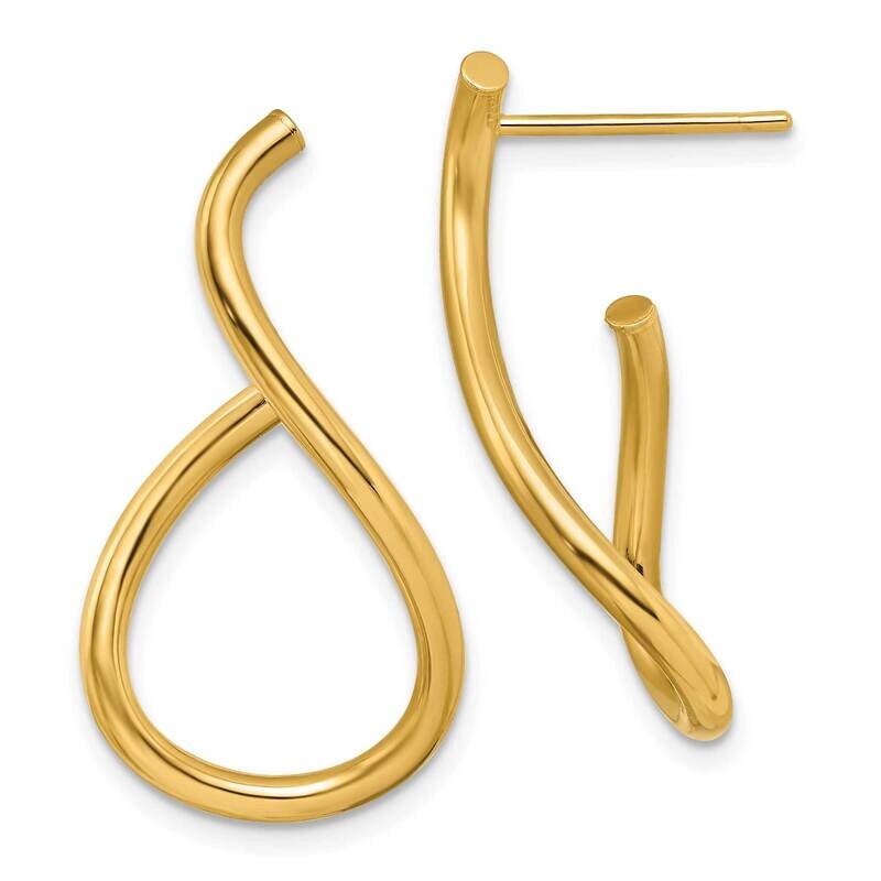 29.5mm Polished Twisted Teardrop Post Dangle Earrings 14k Gold TF1741