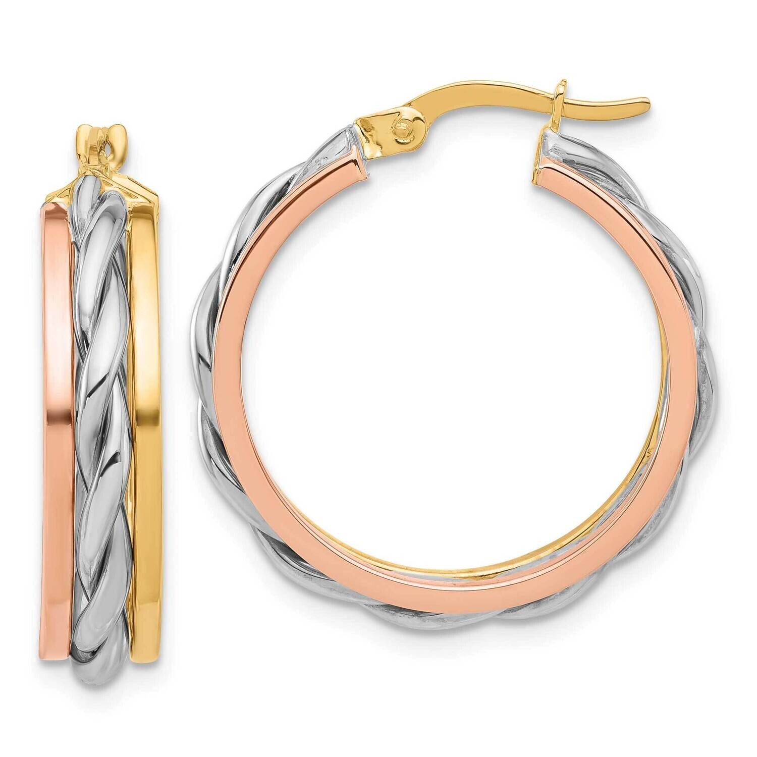 Polished Hoop Earrings 14k Tri-Color Gold TF2228