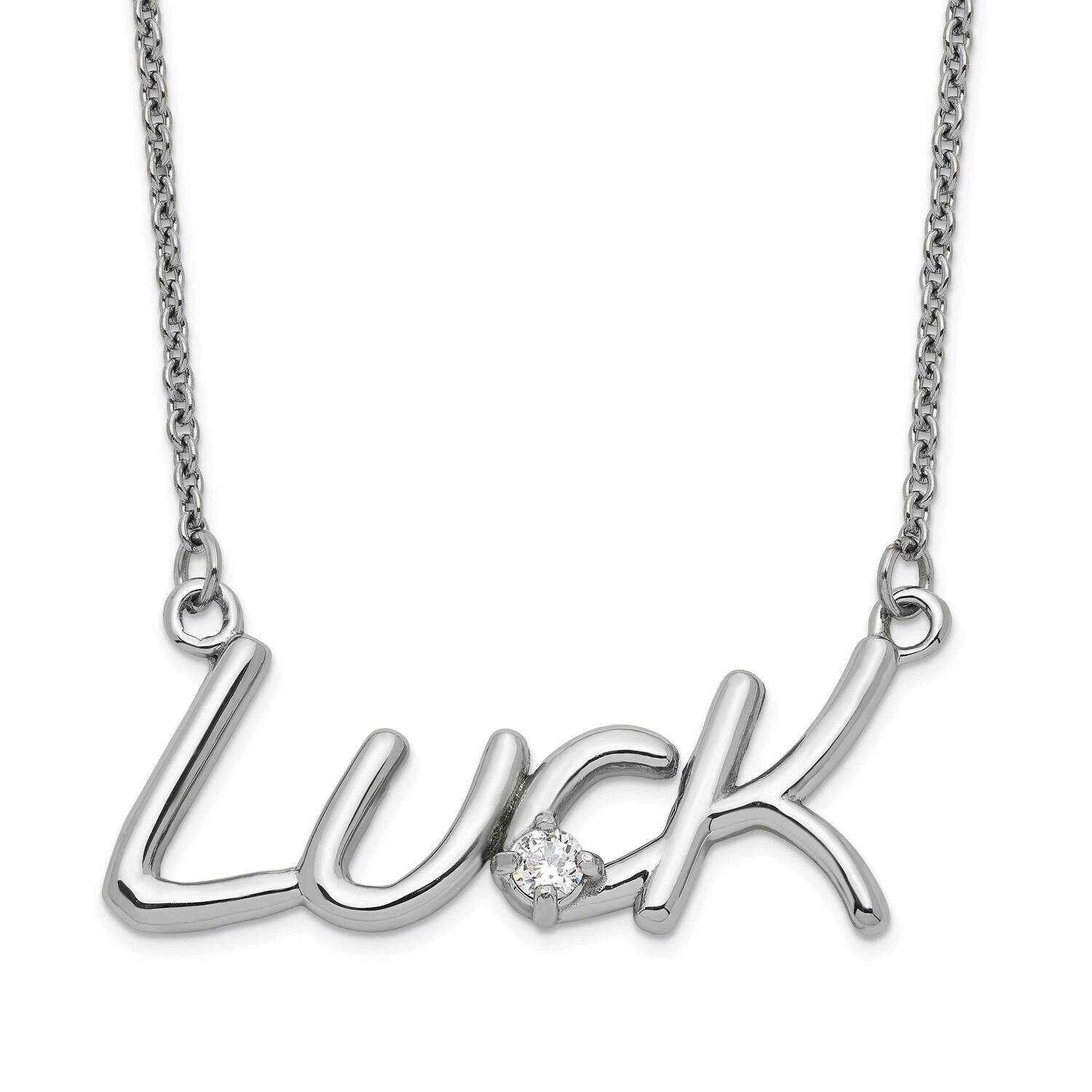 Polished CZ 2 Inch Extender Luck Necklace Stainless Steel SRN1419-19.5 by Chisel, MPN: SRN1419-19.5…