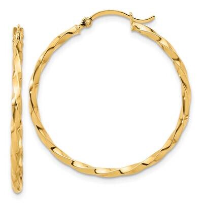 Twisted 1.8mm Hoop Earrings 14k Polished Gold TF2247, MPN: TF2247,