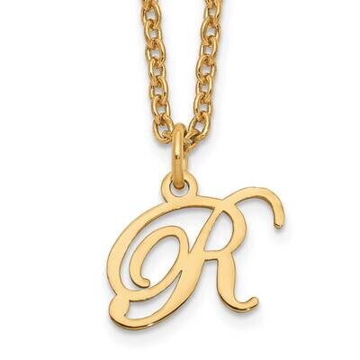 Gold-Plated Letter R Initial Necklace Sterling Silver XNA756GP/R, MPN: XNA756GP/R,