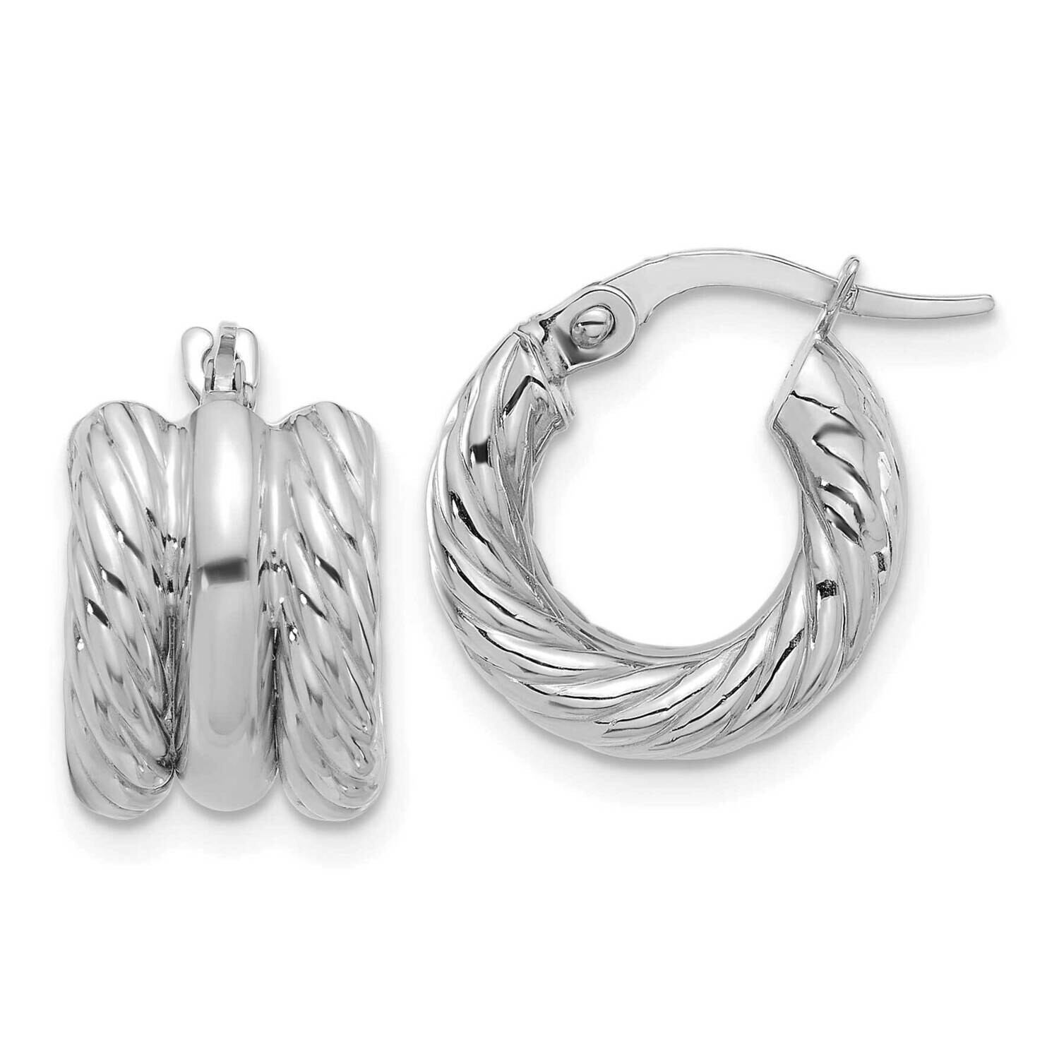 Polished Twisted Hoop Earrings 14k White Gold TF2254, MPN: TF2254,