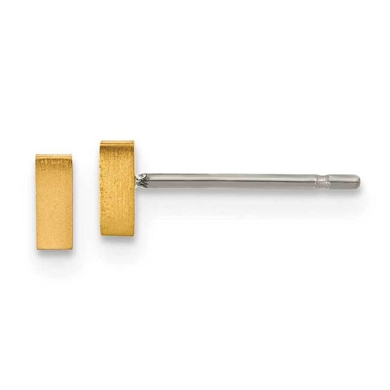 Chisel Brushed Yellow Ip-Plated Rectangle Post Earrings Titanium TBE137