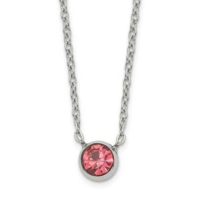 Polished Pink Glass Crystal 16 Inch 2 Inch Extender Necklace Stainless Steel SRN3084P-16 by Chisel,…