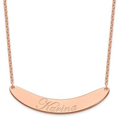 Rose-Plated Large Polished Curved Edwardian Script Bar Necklace Sterling Silver XNA1228RP, MPN: XNA…