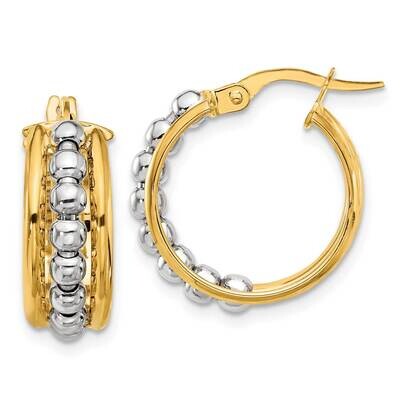 Polished Beaded Hoop Earrings 14k Two-Tone Gold TF2234YW, MPN: TF2234YW,