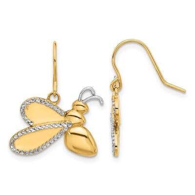 Diamond-Cut Bee Dangle Earrings 14k Gold White Rhodium  TF2368, MPN: TF2368,