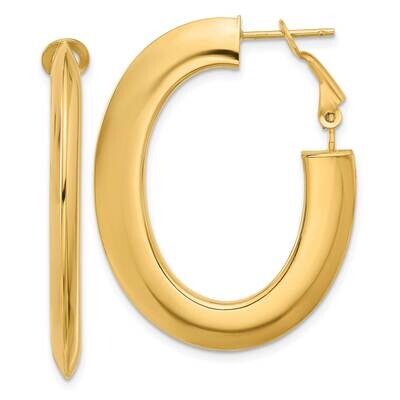 Knife Edge Oval Hoop Omega Back Earrings 14k Polished Gold TF2377, MPN: TF2377,