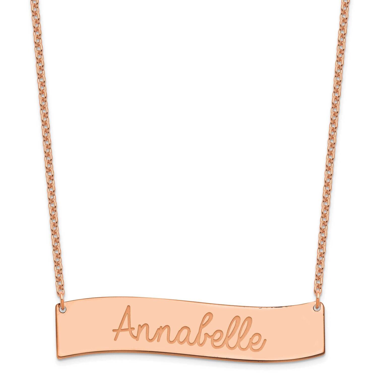 Rose-Plated Large Polished Curved Bar Necklace Sterling Silver XNA1253RP, MPN: XNA1253RP,