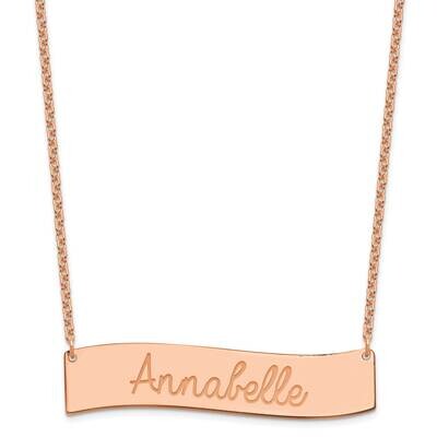 Rose-Plated Large Polished Curved Bar Necklace Sterling Silver XNA1253RP, MPN: XNA1253RP,