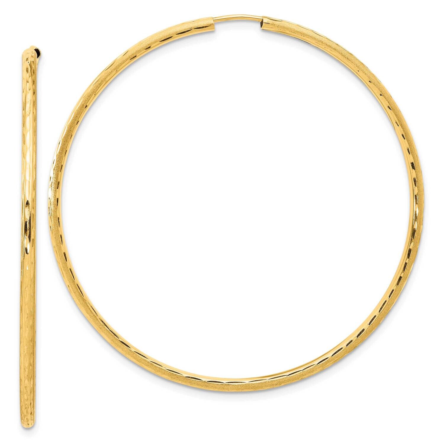 Satin Diamond-Cut 2.00mm Endless Hoop Earrings 14k Polished Gold TF2189, MPN: TF2189,