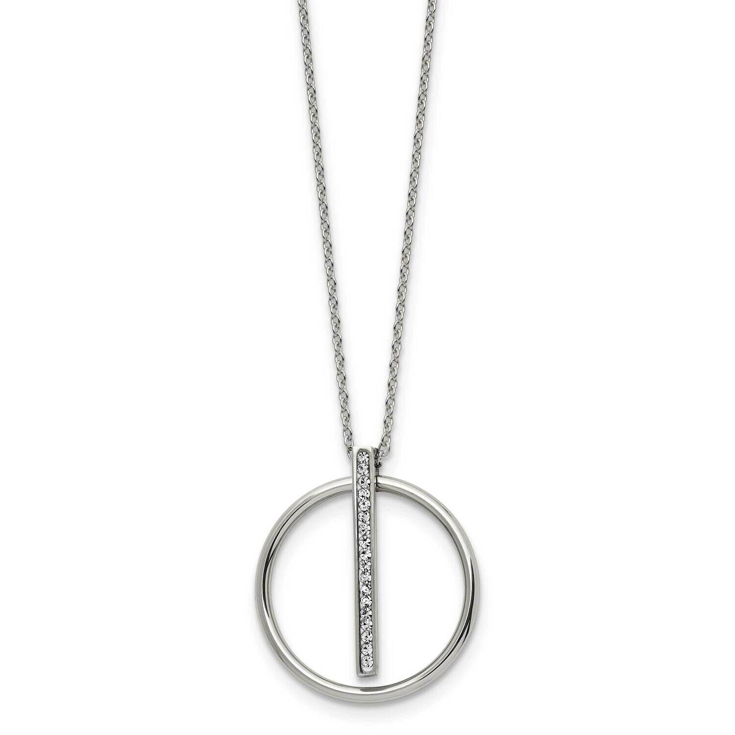 Chisel Polished Preciosa Crystal Pendant On A 16 Inch Cable Chain A 2 Inch Extension Necklace Stainless Steel SRN3081-16