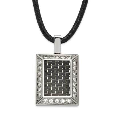 Gold-Tone &amp; Black Carbon Fiber CZ Necklace Stainless Steel SRN340-22 by Chisel, MPN: SRN340-22, 883…