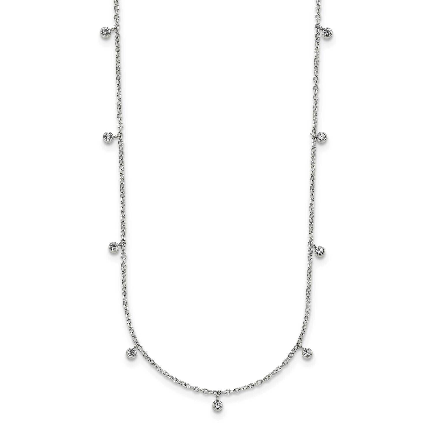 Chisel Polished Clear Crystal 17.5 Inch 2 Inch Extension Necklace Stainless Steel SRN3087-17.5