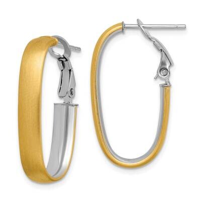 Polished Satin Oval Omega Back Hoop Earrings 14k Gold White Rhodium TF1761, MPN: TF1761, 1911019749…