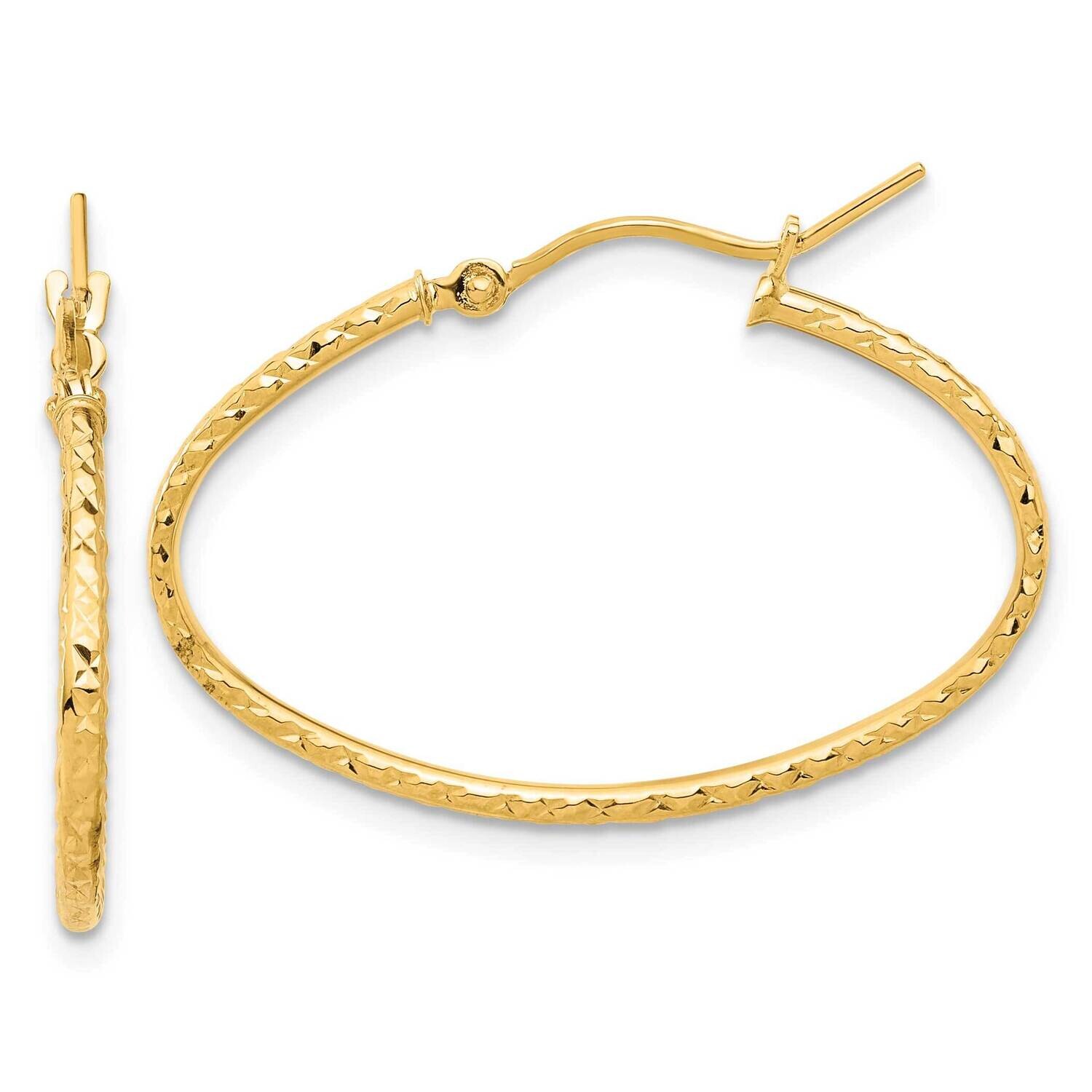 Diamond-Cut 1.50mm Oval Hoop Earrings 14k Polished Gold TF2271, MPN: TF2271,