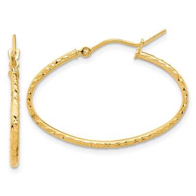 Diamond-Cut 1.50mm Oval Hoop Earrings 14k Polished Gold TF2271, MPN: TF2271,