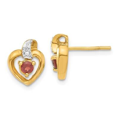 .01Ct Diamond &amp; Garnet Birthstone Heart Earrings 14k Gold XBS156, MPN: XBS156,