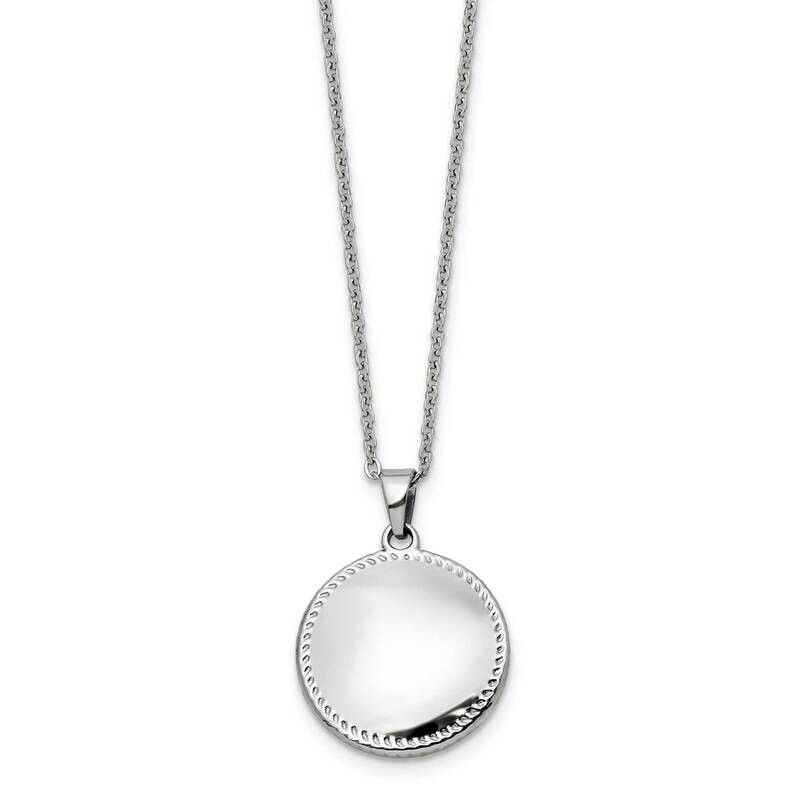 Chisel Polished Puffed Disc Pendant On A 18 Inch Cable Chain Necklace Stainless Steel SRN3080-18