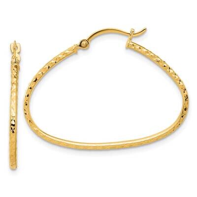 Polished Oval 1.5mm Hoop Earrings 14k Gold Diamond-Cut  TF2270, MPN: TF2270,