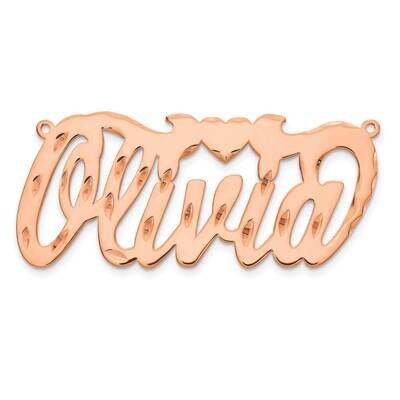 Rose-Plated Diamond-Cut Heart Name Plate Sterling Silver XNA149RP, MPN: XNA149RP,