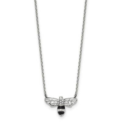 Chisel Polished Enameled Preciosa Crystal Bee On A 18 Inch Cable Chain 1.75 Inch Extension Necklace…
