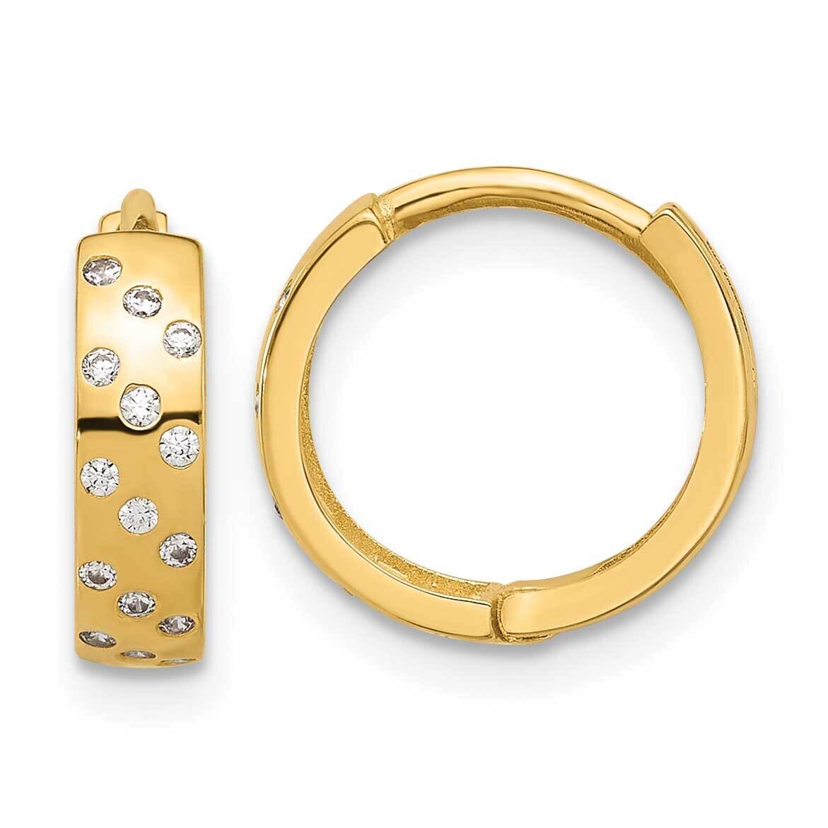 CZ Hinged Hoop Earrings 14k Polished Gold TF2289
