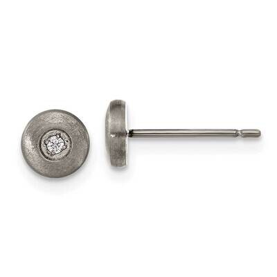 Chisel Brushed CZ Post Earrings Titanium TBE132 by Chisel, MPN: TBE132, 883957758978