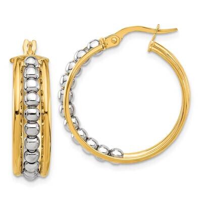 Polished Beaded Hoop Earrings 14k Two-Tone Gold TF2235YW, MPN: TF2235YW,