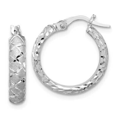 Satin Criss Cross 4mm Diamond Cut Hoop Earrings 14k White Gold TF2220YW, MPN: TF2220YW,