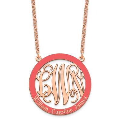 Rose-Plated Large Enameled Family Monogram Necklace Sterling Silver XNA572RP, MPN: XNA572RP,