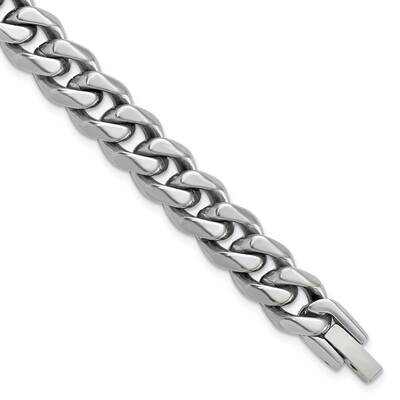 Polished 10.00mm Curb 9 Inch Bracelet Titanium TBB288-9 by Chisel, MPN: TBB288-9,