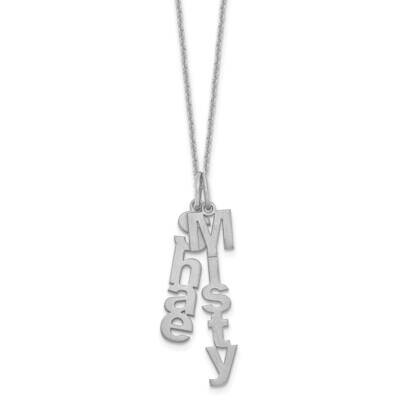 Brushed Vertical 2 Name Charm Necklace 14k White Gold XNA1256/2W, MPN: XNA1256/2W,