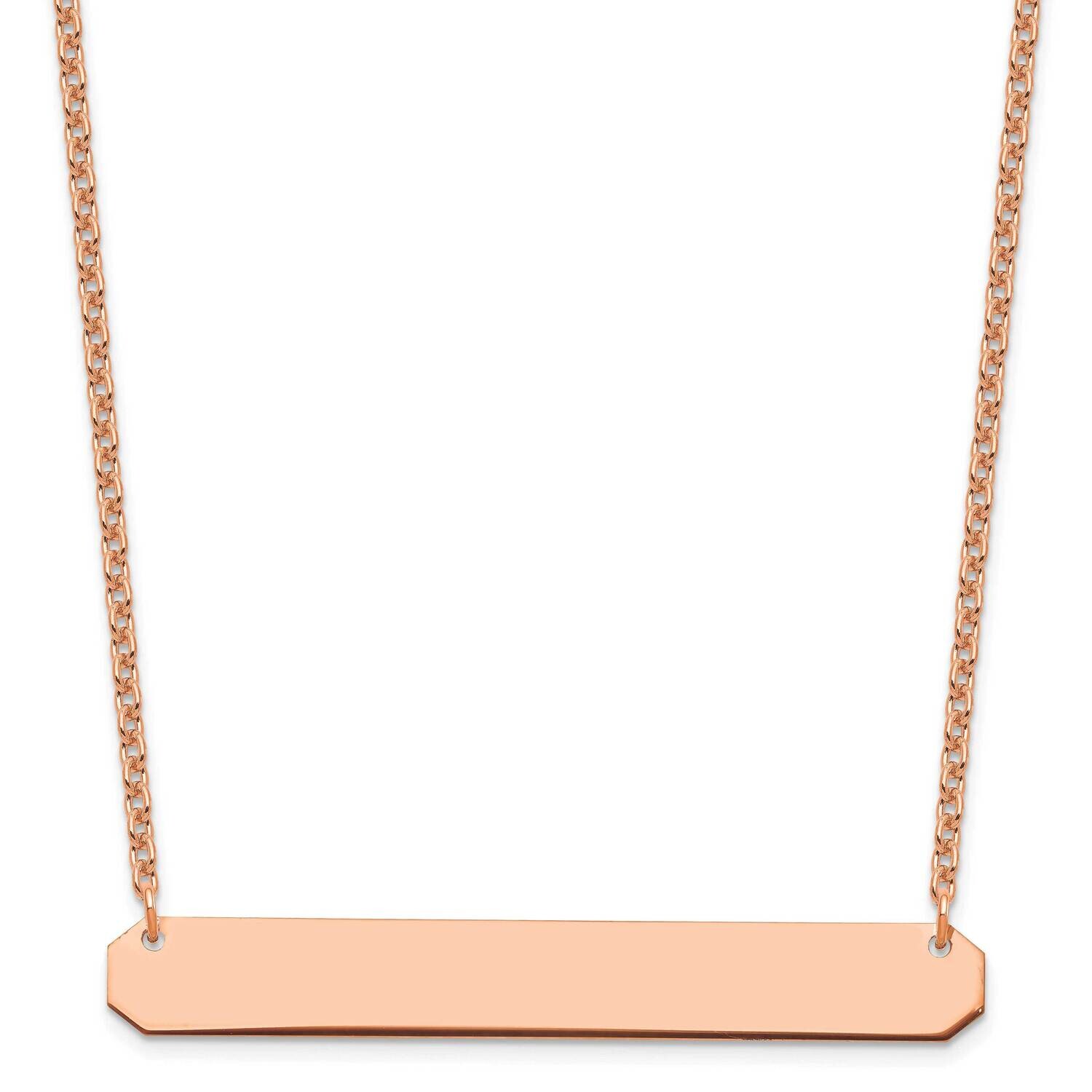 Rose-Plated Large Polished Blank Bar Necklace Sterling Silver XNA1208RP, MPN: XNA1208RP,