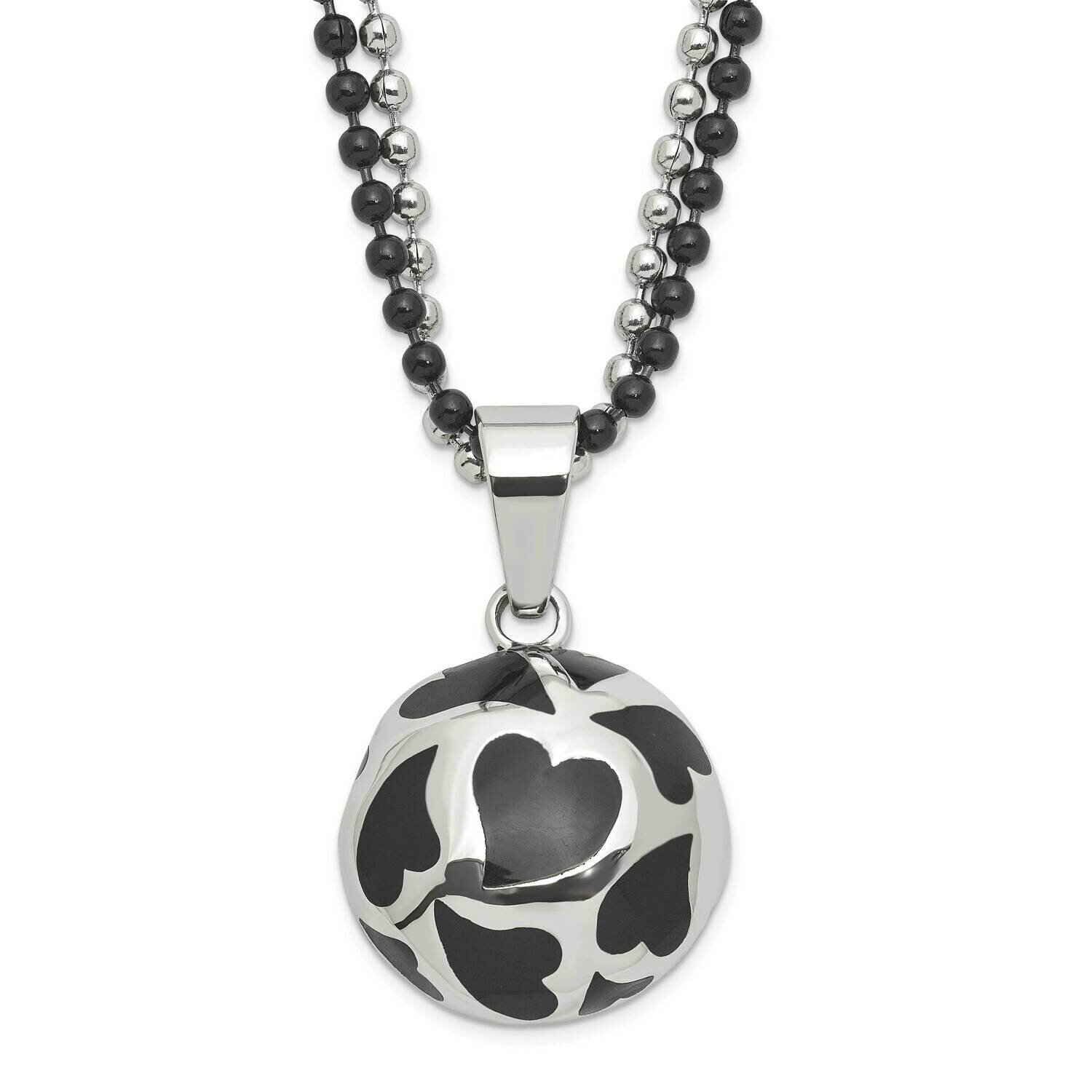 Black Enamel Hearts 24 Inch Necklace Stainless Steel SRN614-24 by Chisel, MPN: SRN614-24, 886774041…