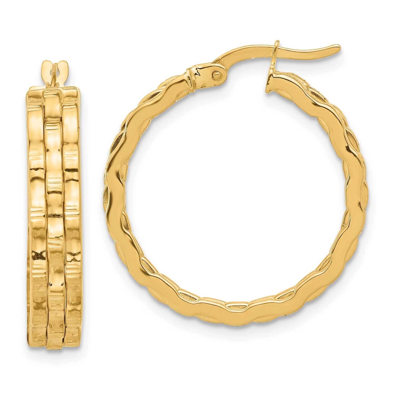 Textured Hoop Earrings 14k Polished Gold TF2230, MPN: TF2230,