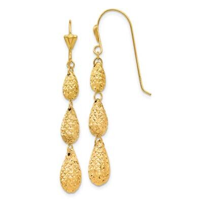 Puff Diamond-Cut Teardrop Dangle Earrings 14k Gold TL476Y, MPN: TL476Y, 196904101087