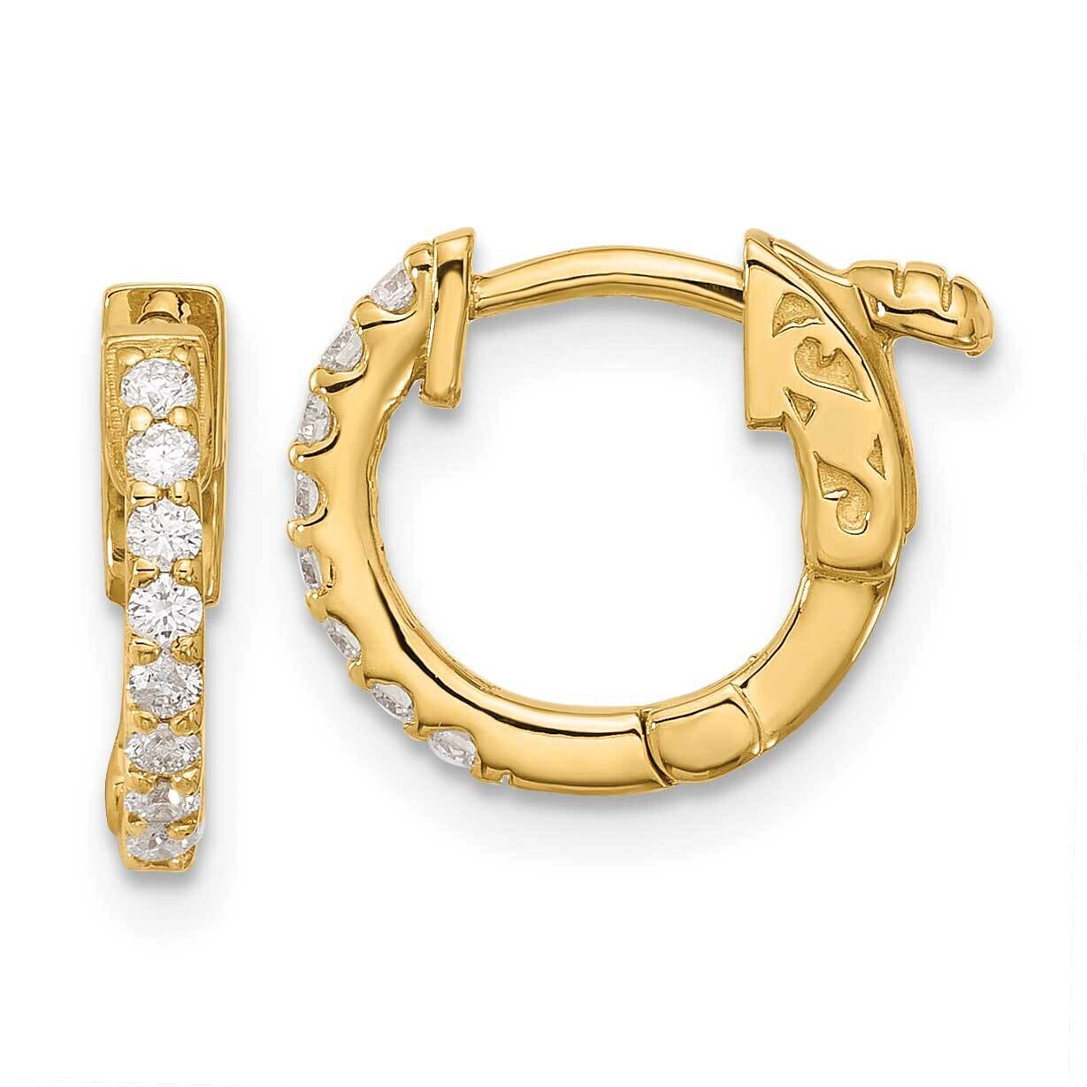 .24Ct 16-1.5mm Round Hoop Safety Clasp Diamond Earrings 14k Gold XE3250AA, MPN: XE3250AA,