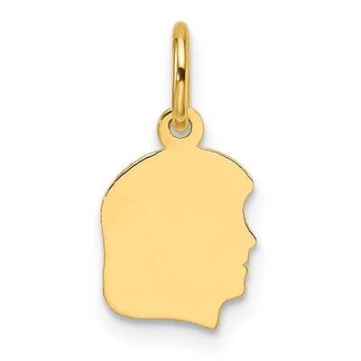 Plain Small .035 Gauge Facing Right Engravable Girl Head Charm 14k Gold XM660/35, MPN: XM660/35,