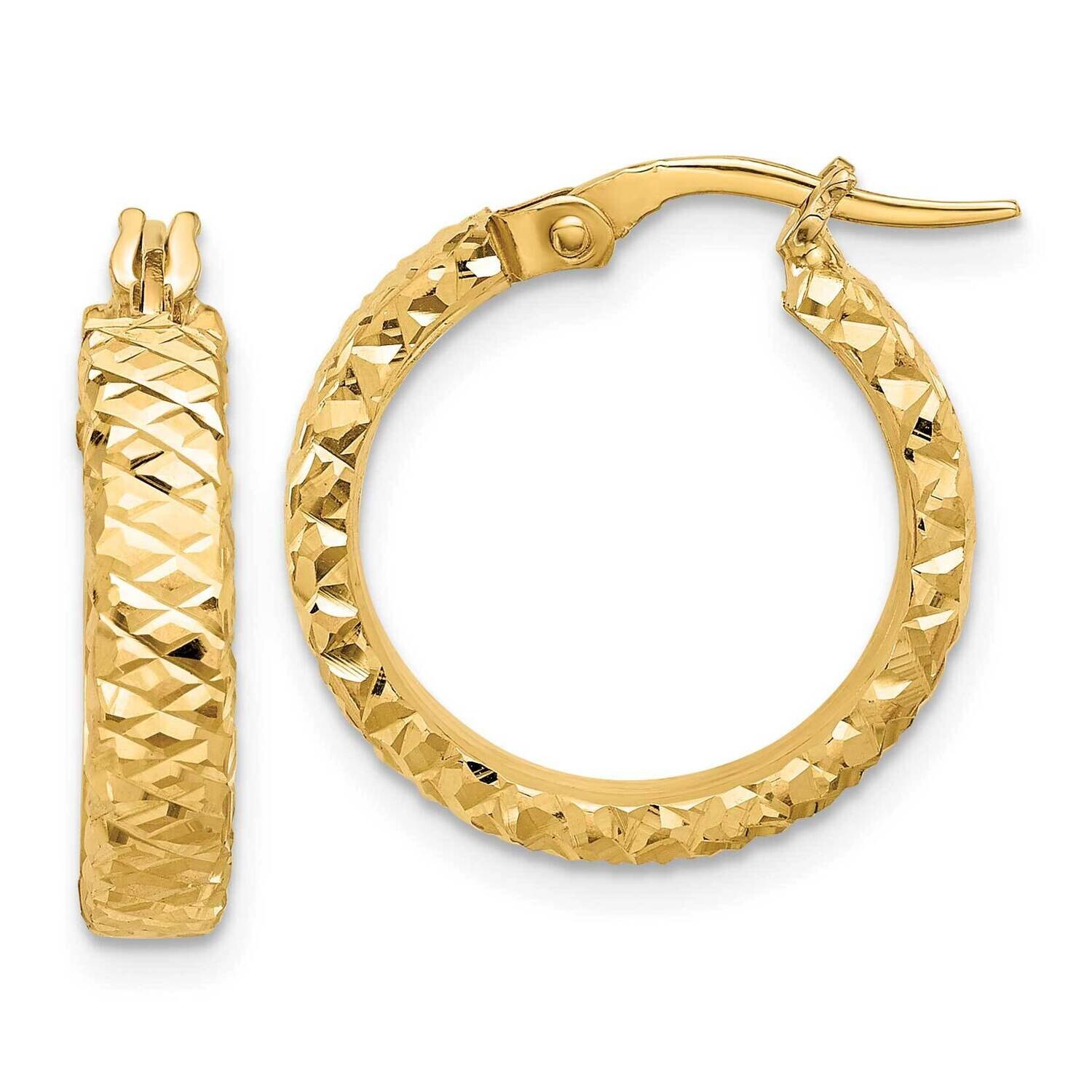 4mm Diamond Cut Hoop Earrings 14k Polished Gold TF2216, MPN: TF2216,