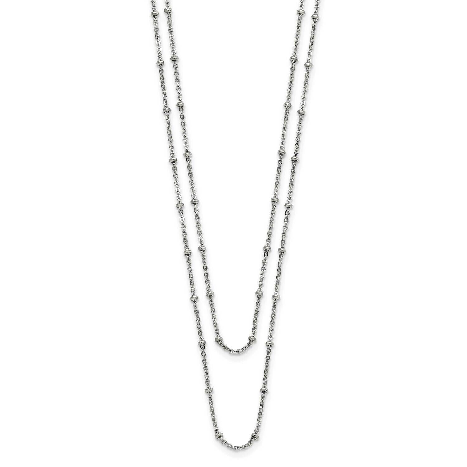 Chisel Polished 2-StrBeaded 16 Inch 1 Inch Extension Necklace Stainless Steel SRN3109-16