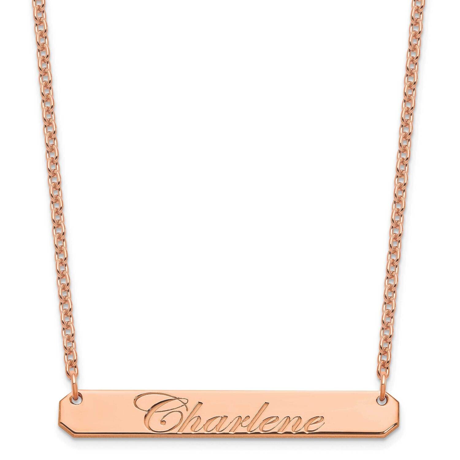 Rose-Plated Medium Polished Edwardian Script Bar Necklace Sterling Silver XNA1220RP, MPN: XNA1220RP,
