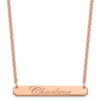 Rose-Plated Medium Polished Edwardian Script Bar Necklace Sterling Silver XNA1220RP, MPN: XNA1220RP,