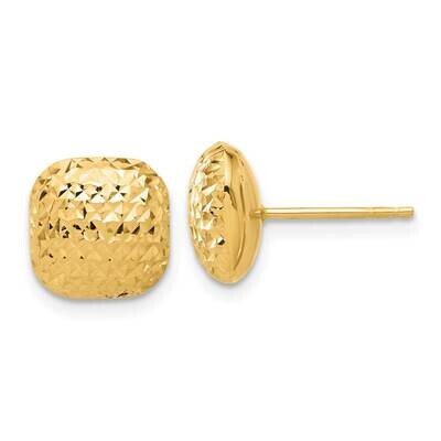 Diamond-Cut 10mm Puffed Square Post Earrings 14k Polished Gold TF2340, MPN: TF2340, 196904170960