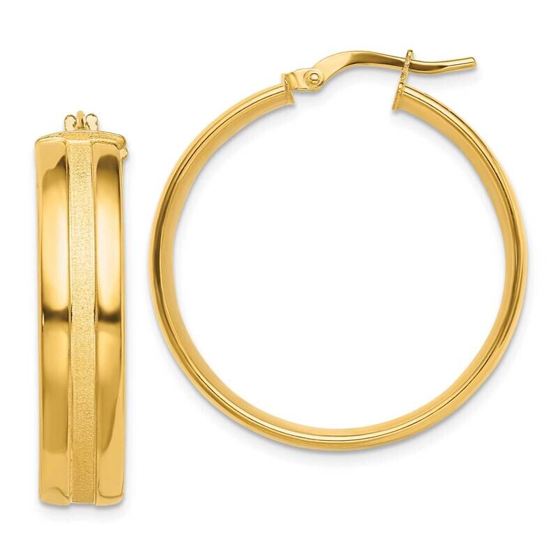 30mm Satin Polished Hoop Earrings 14k Gold TF1764