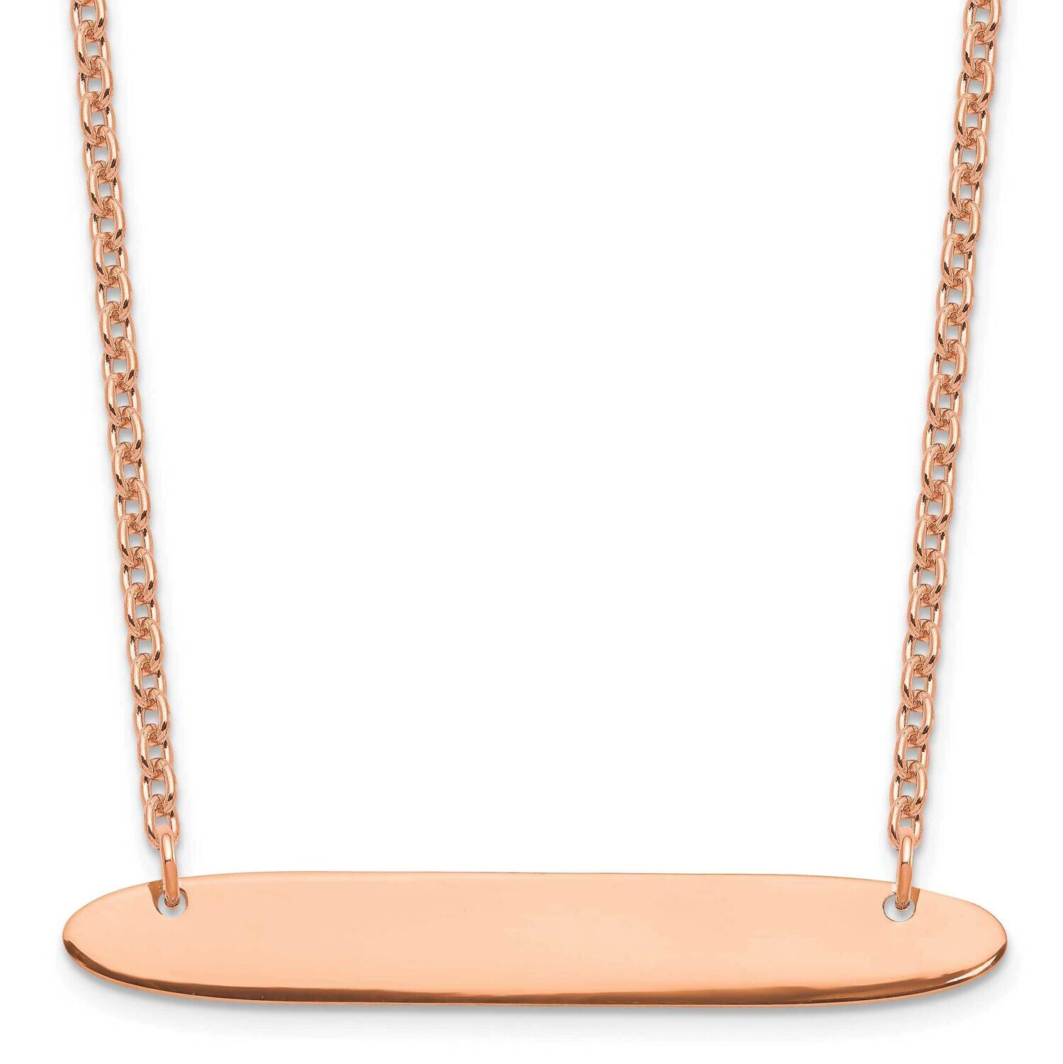Rose-Plated Medium Polished Oblong Blank Bar Necklace Sterling Silver XNA1204RP, MPN: XNA1204RP,