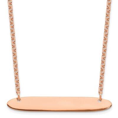 Rose-Plated Medium Polished Oblong Blank Bar Necklace Sterling Silver XNA1204RP, MPN: XNA1204RP,