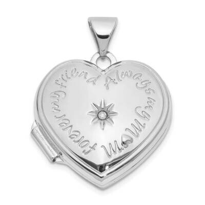 Diamond 18mm Always My Mom Heart Locket 14k White Gold XL865W, MPN: XL865W,